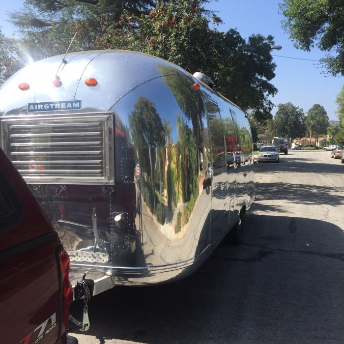 Airstream, after successful launch fro our driveway, in our 