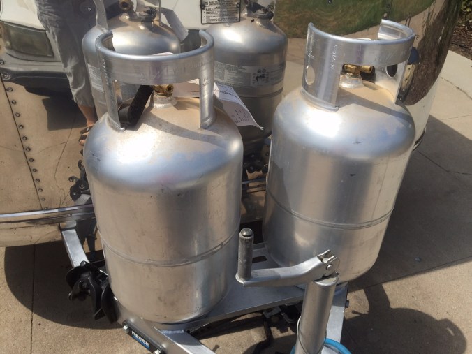 Propane tanks about to get clean. 