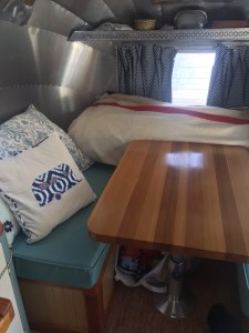 Bed rolled up in back